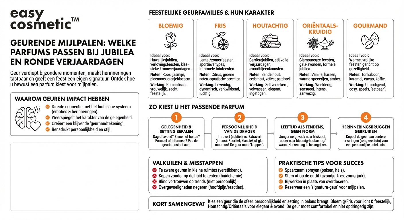 Welke geuren zijn aanbevolen voor jubilea, mijlpaalverjaardagen of andere feestelijke mijlpalen?