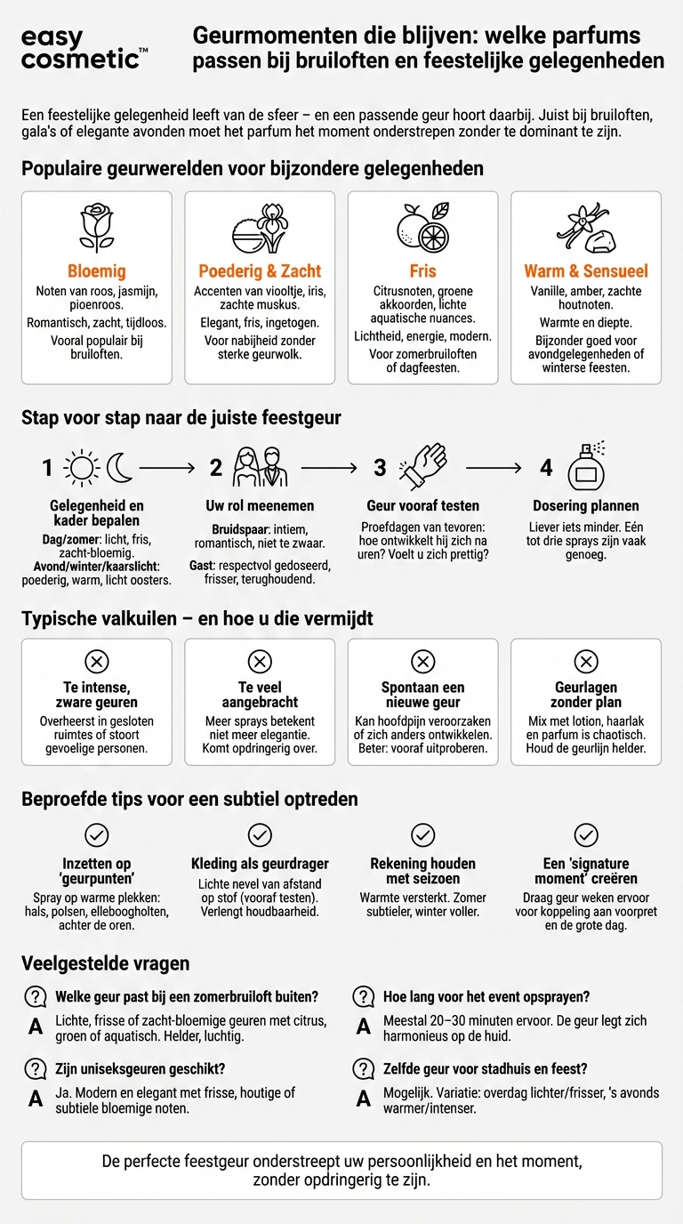 Welke geuren zijn bijzonder populair voor bruiloften of feestelijke evenementen?