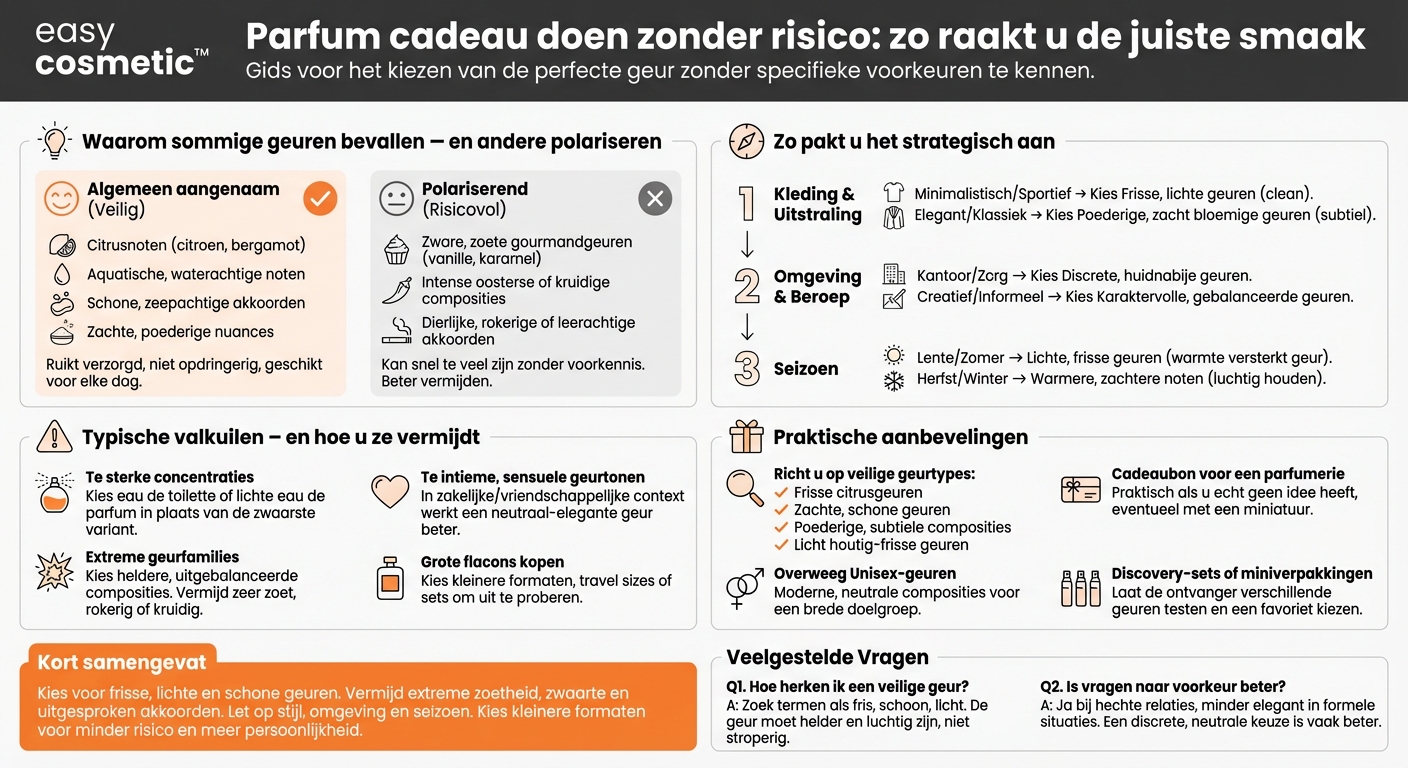 Welke geuren zijn geschikt als cadeau als je de geurvoorkeuren van de andere persoon nauwelijks kent?