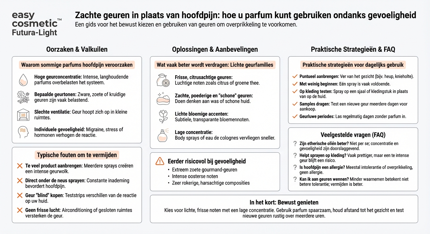 Welke geuren zijn geschikt als je snel hoofdpijn krijgt van parfum?