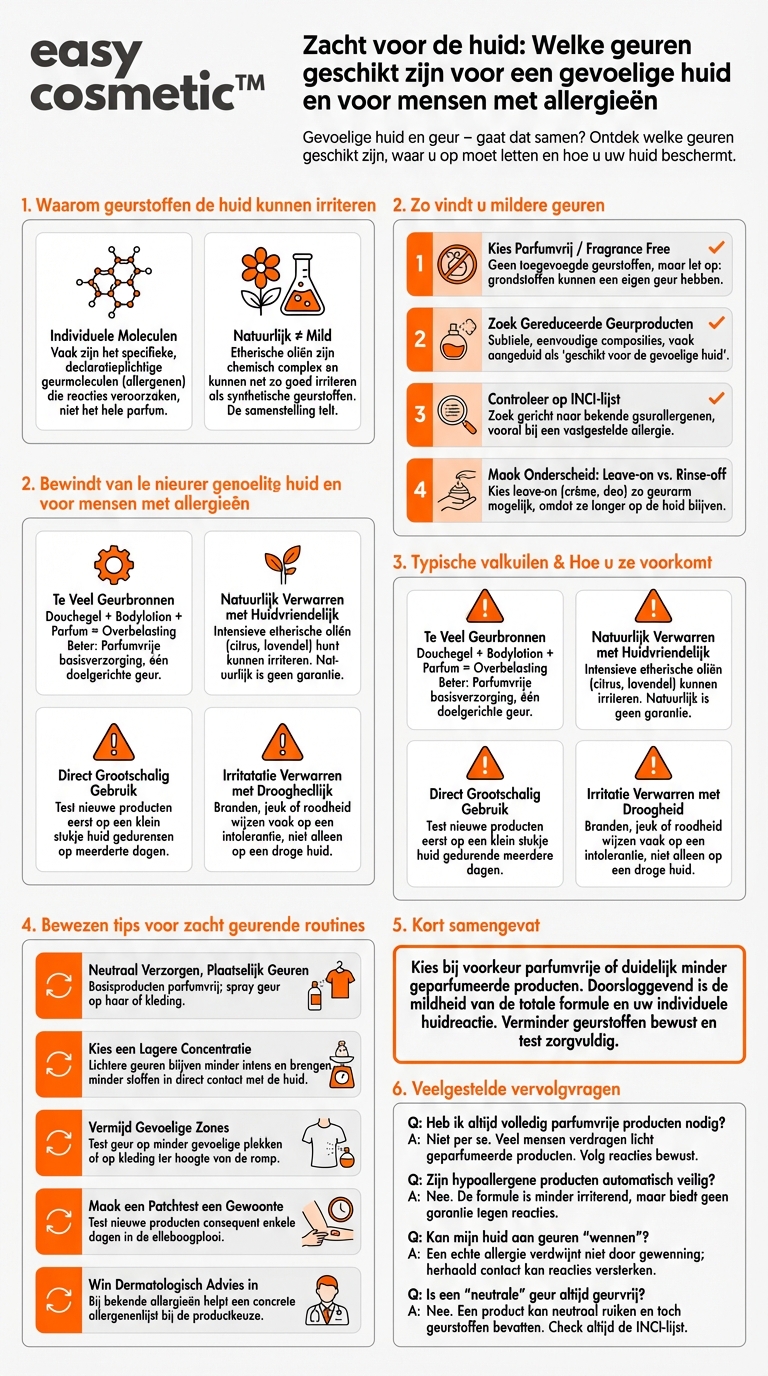 Welke geuren zijn geschikt voor een gevoelige huid of voor mensen met een allergie?