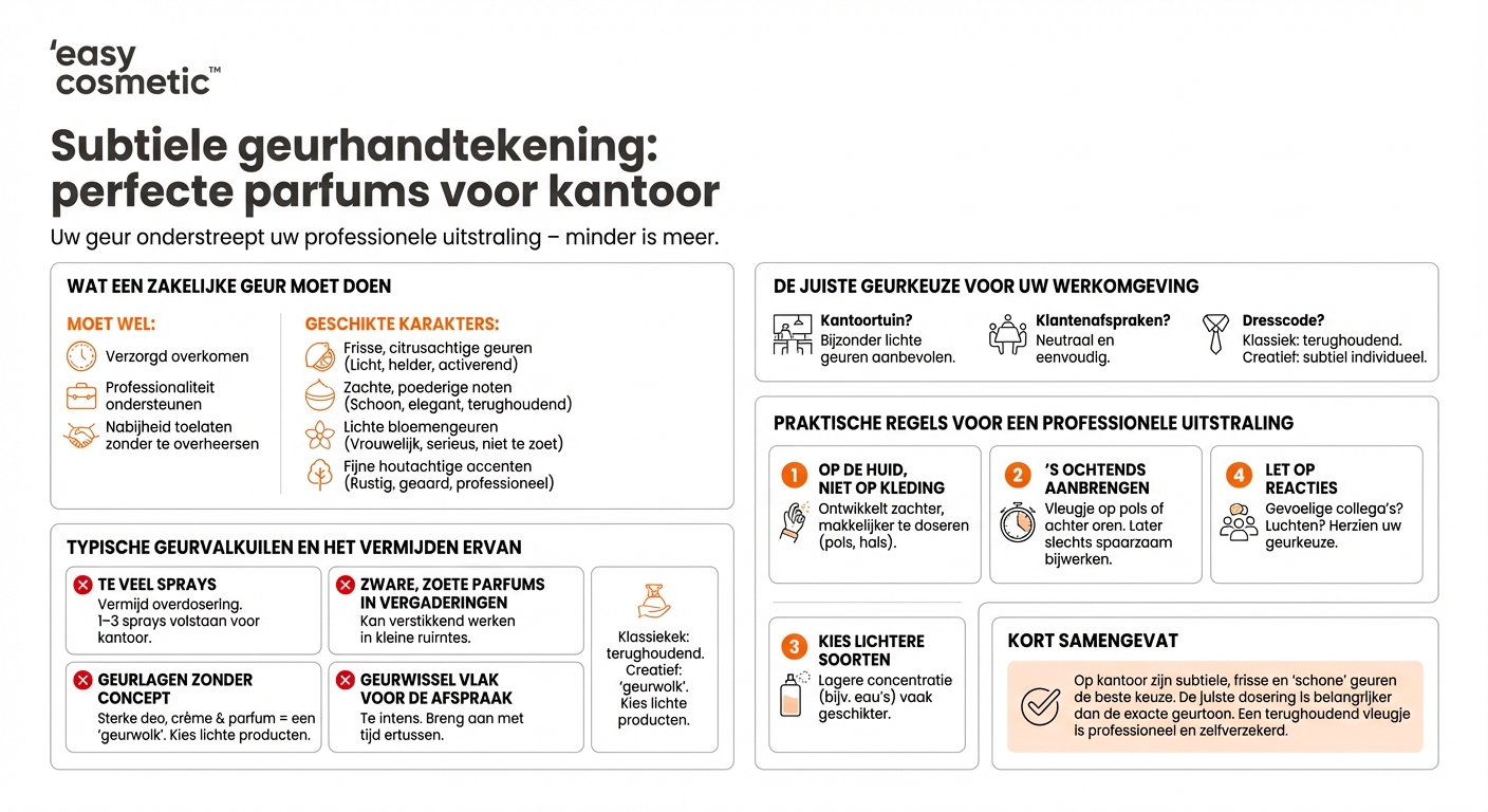 Welke geuren zijn het meest geschikt voor op kantoor of bij zakelijke afspraken?