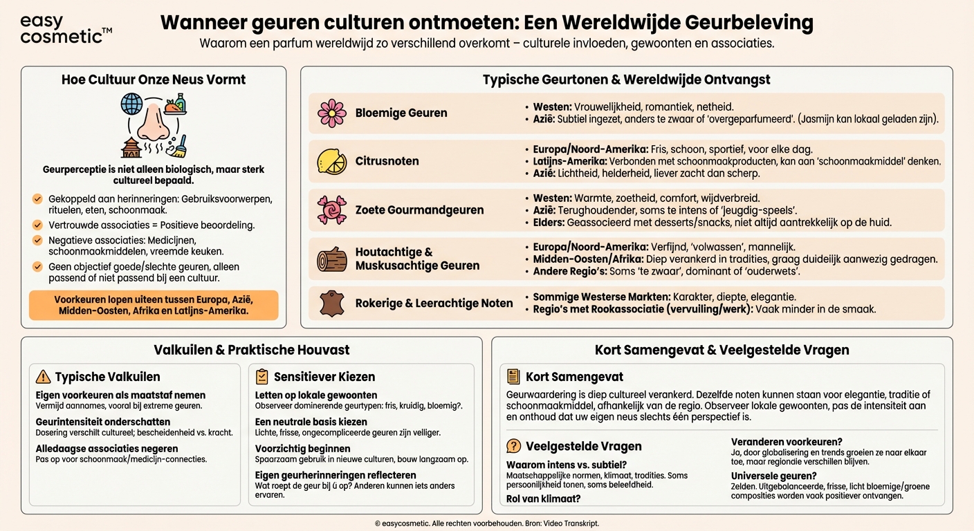 Welke geurtonen worden cultureel verschillend waargenomen of beoordeeld?