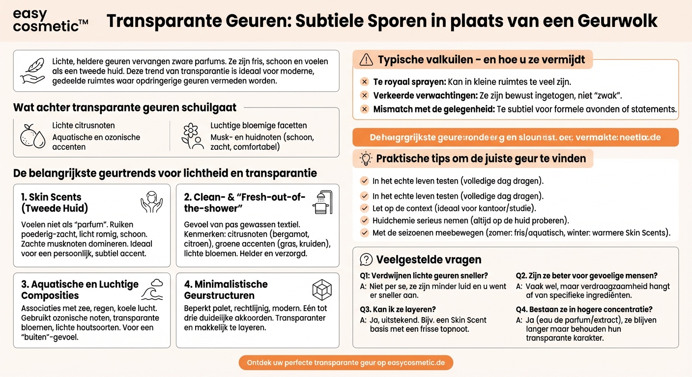 Welke geurtrends zetten meer in op transparantie en lichtheid in plaats van op weelderige composities?