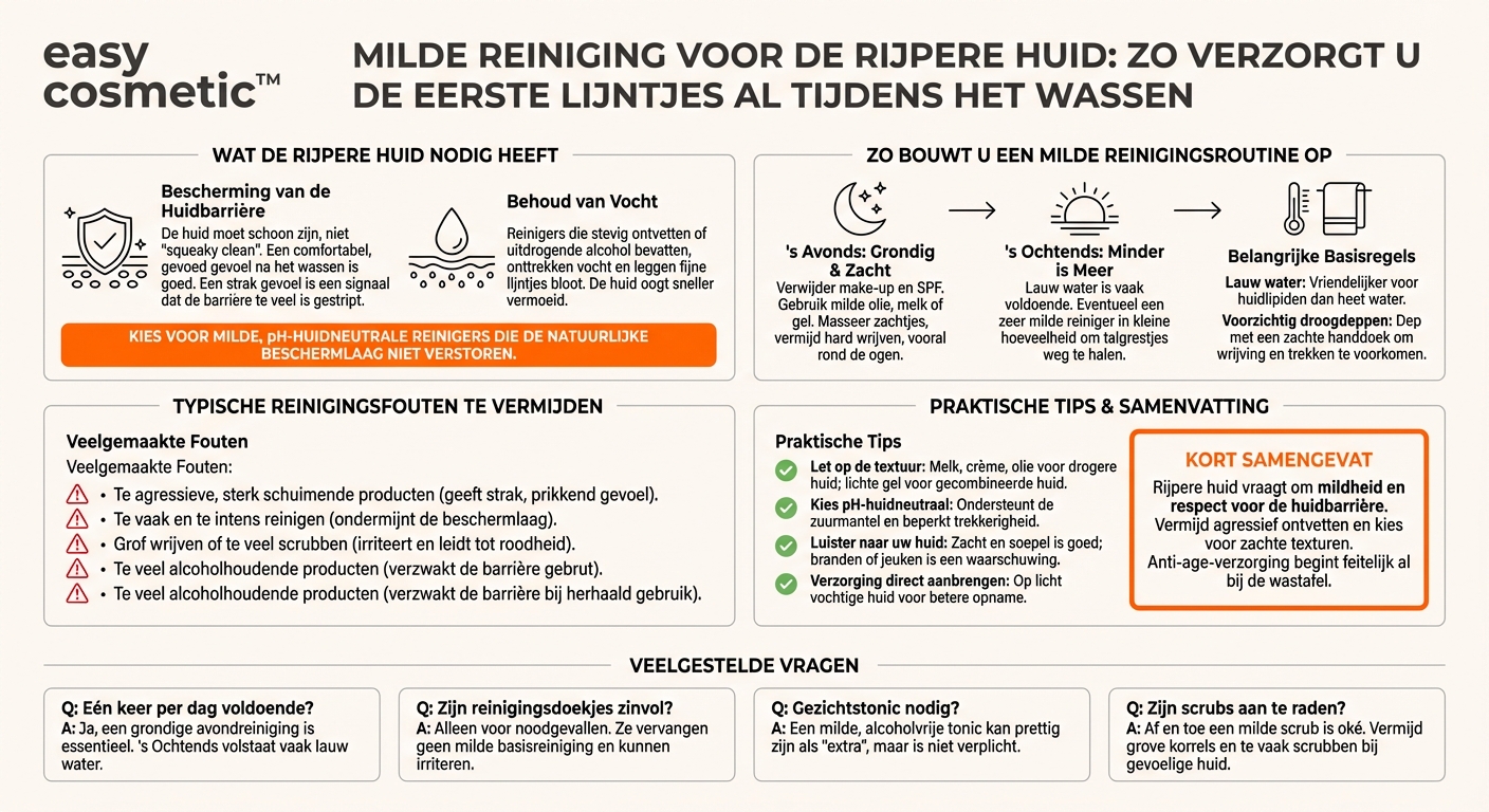 Welke gezichtsreiniging is geschikt voor rijpere huid met eerste rimpeltjes?