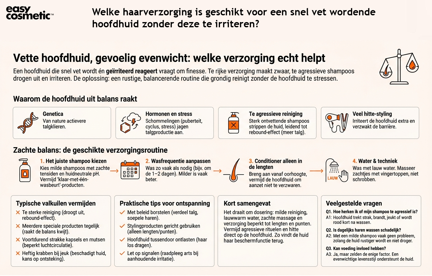 Welke haarverzorging is geschikt voor een snel vet wordende hoofdhuid zonder deze te irriteren?