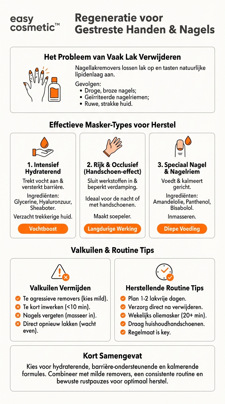 Welke hand- en nagelmaskers ondersteunen het herstel na frequent verwijderen van lak?