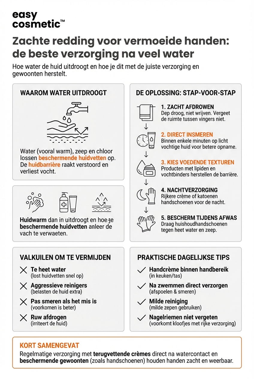 Welke handverzorging is geschikt na veelvuldig contact met water, bijvoorbeeld bij zwemmen of afwassen?