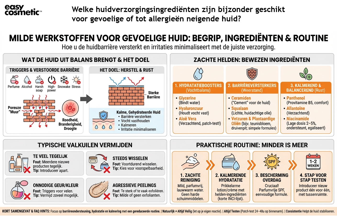 Welke huidverzorgingsingrediënten zijn bijzonder geschikt voor gevoelige of tot allergieën neigende huid?