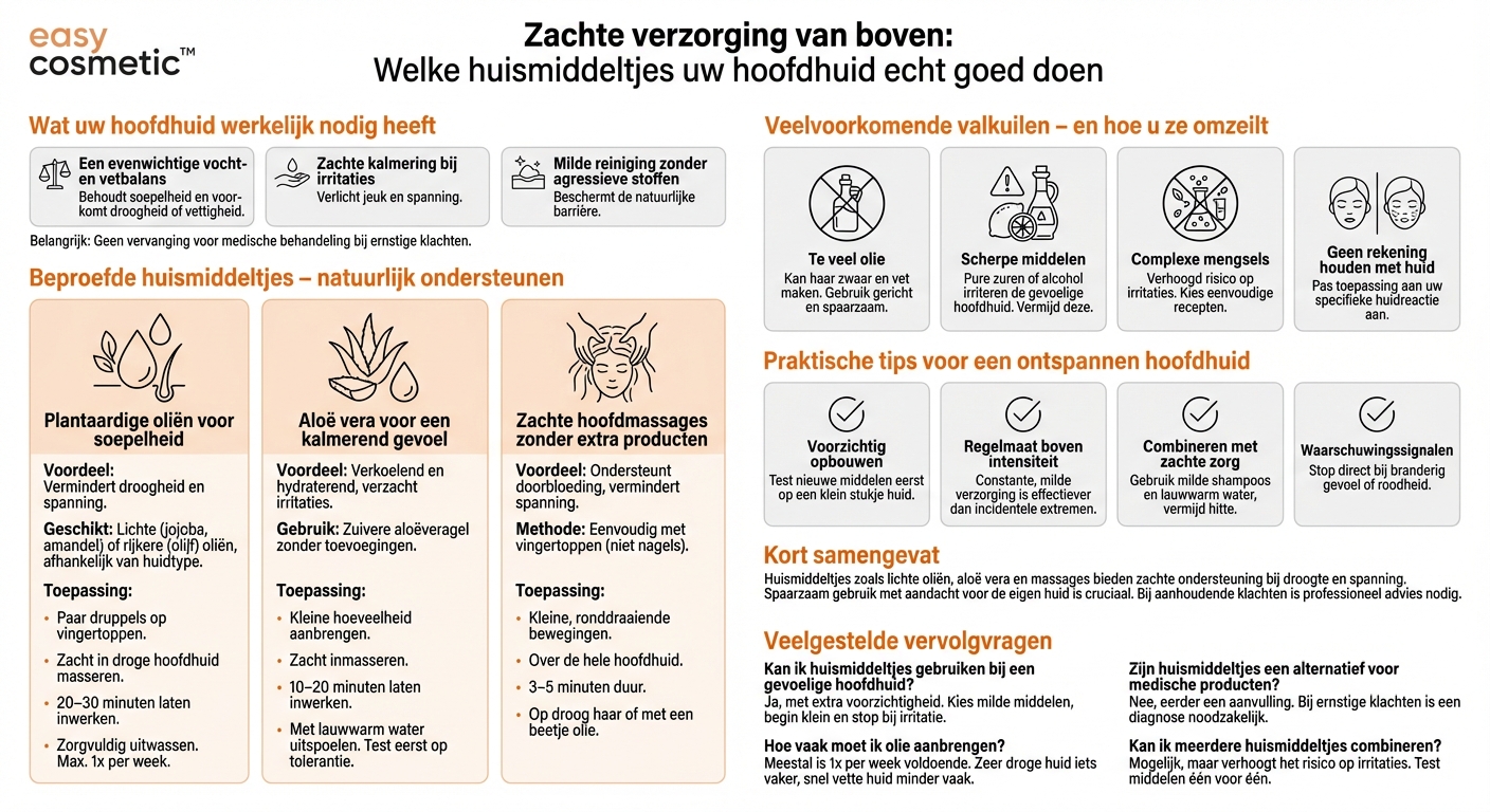 Welke huismiddeltjes zijn geschikt voor de milde verzorging van de hoofdhuid?