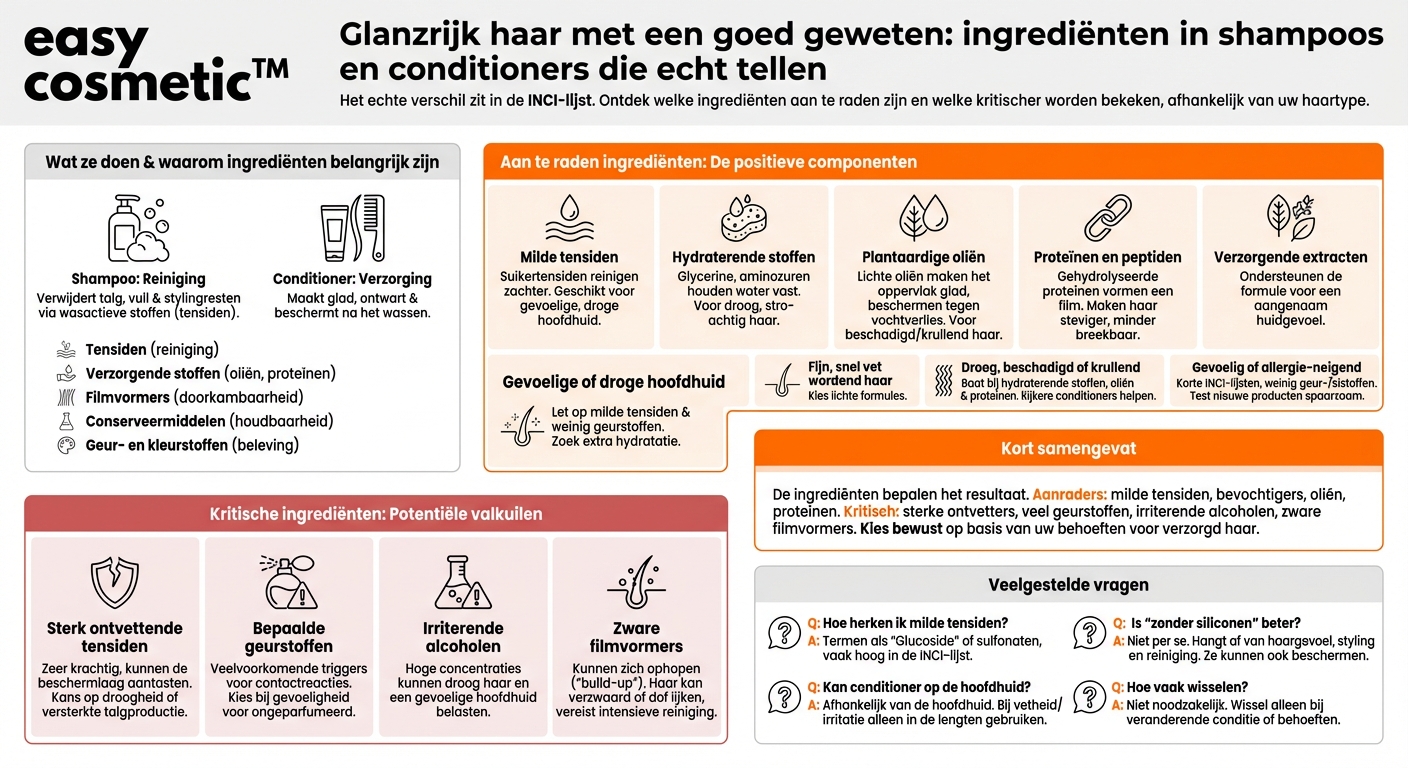 Welke ingrediënten in shampoos en conditioners zijn aan te raden of problematisch?