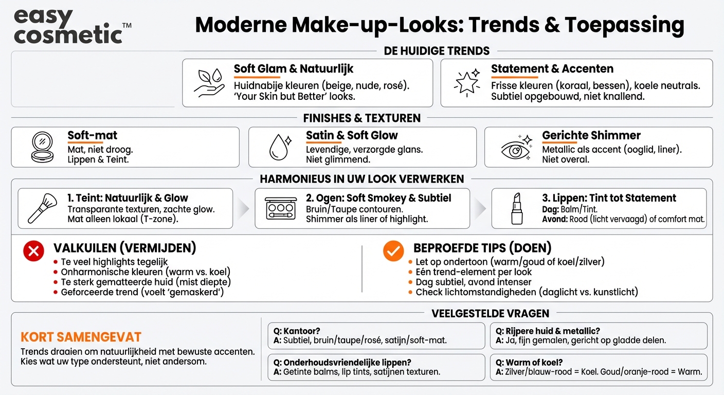 Welke kleuren en finishes (mat, glanzend, metallic) zijn momenteel in de mode?