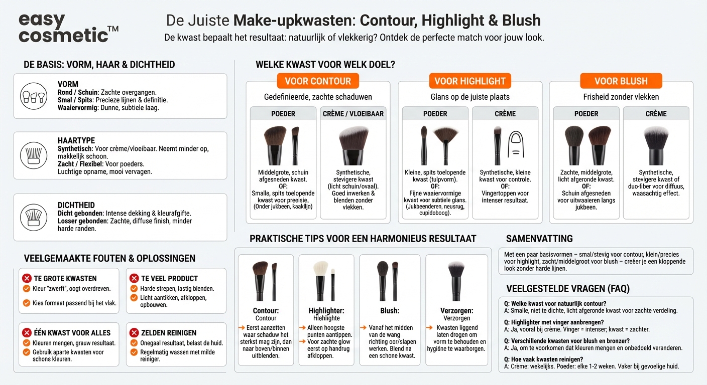 Welke kwasten zijn ideaal voor contouren, highlighten en blush?
