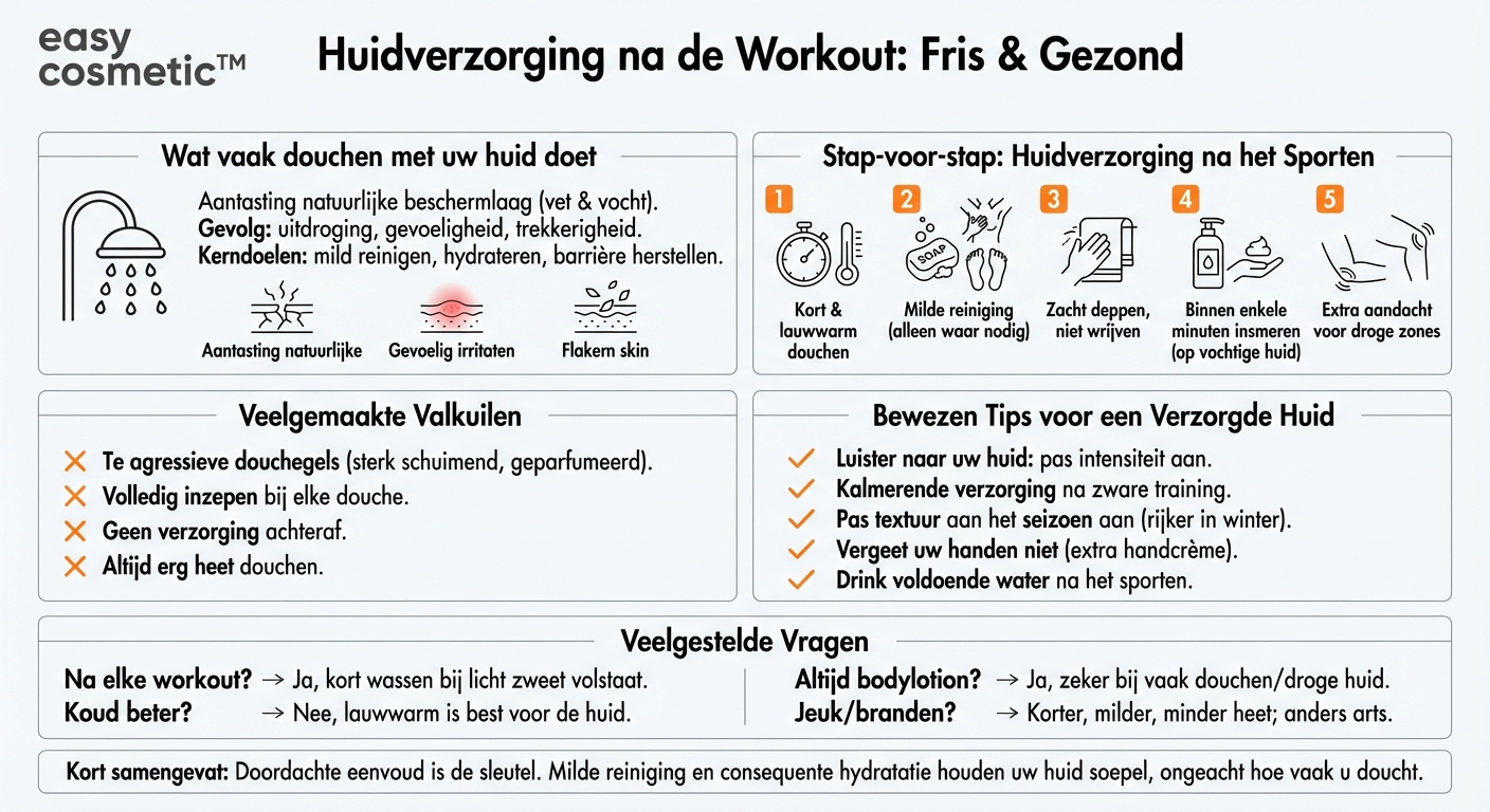 Welke lichaamsverzorging is geschikt na het sporten of vaak douchen?