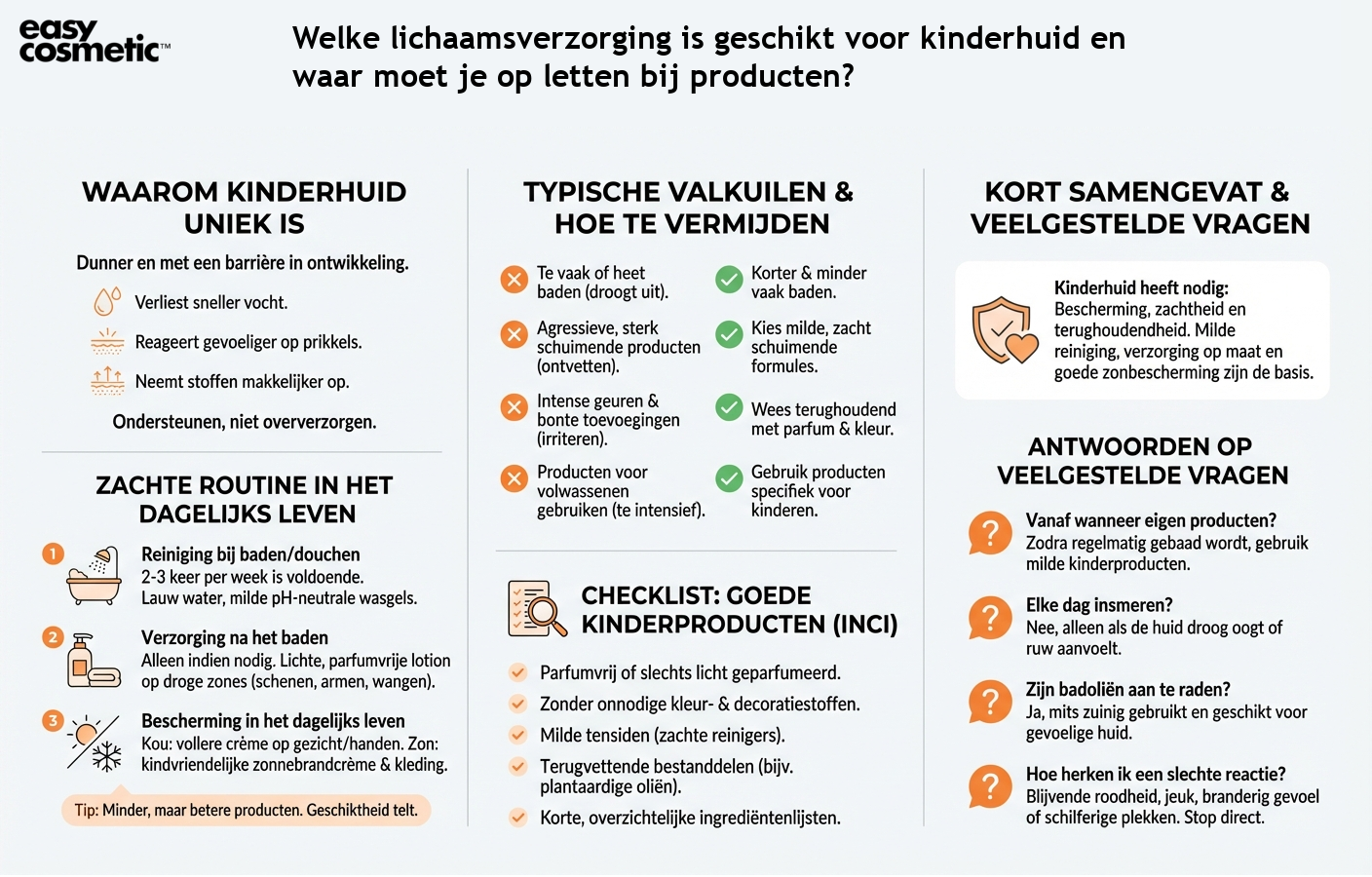 Welke lichaamsverzorging is geschikt voor kinderhuid en waar moet je op letten bij producten?