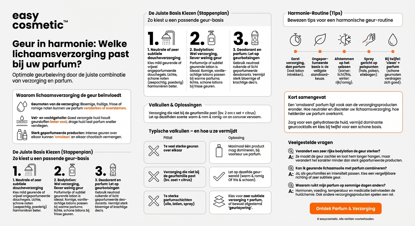 Welke lichaamsverzorgingsproducten passen bij mijn parfum, zodat het niet verandert?