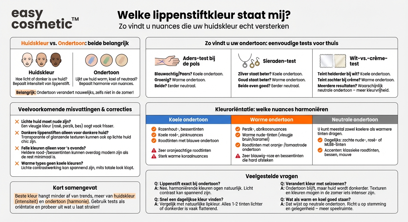 Welke lippenstiftkleuren staan mij – hoe stem ik ze af op mijn huid en ondertoon?