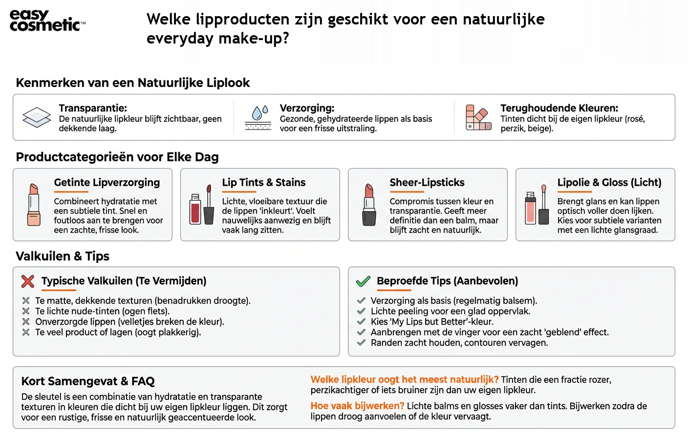 Welke lipproducten zijn geschikt voor een natuurlijke everyday make-up?