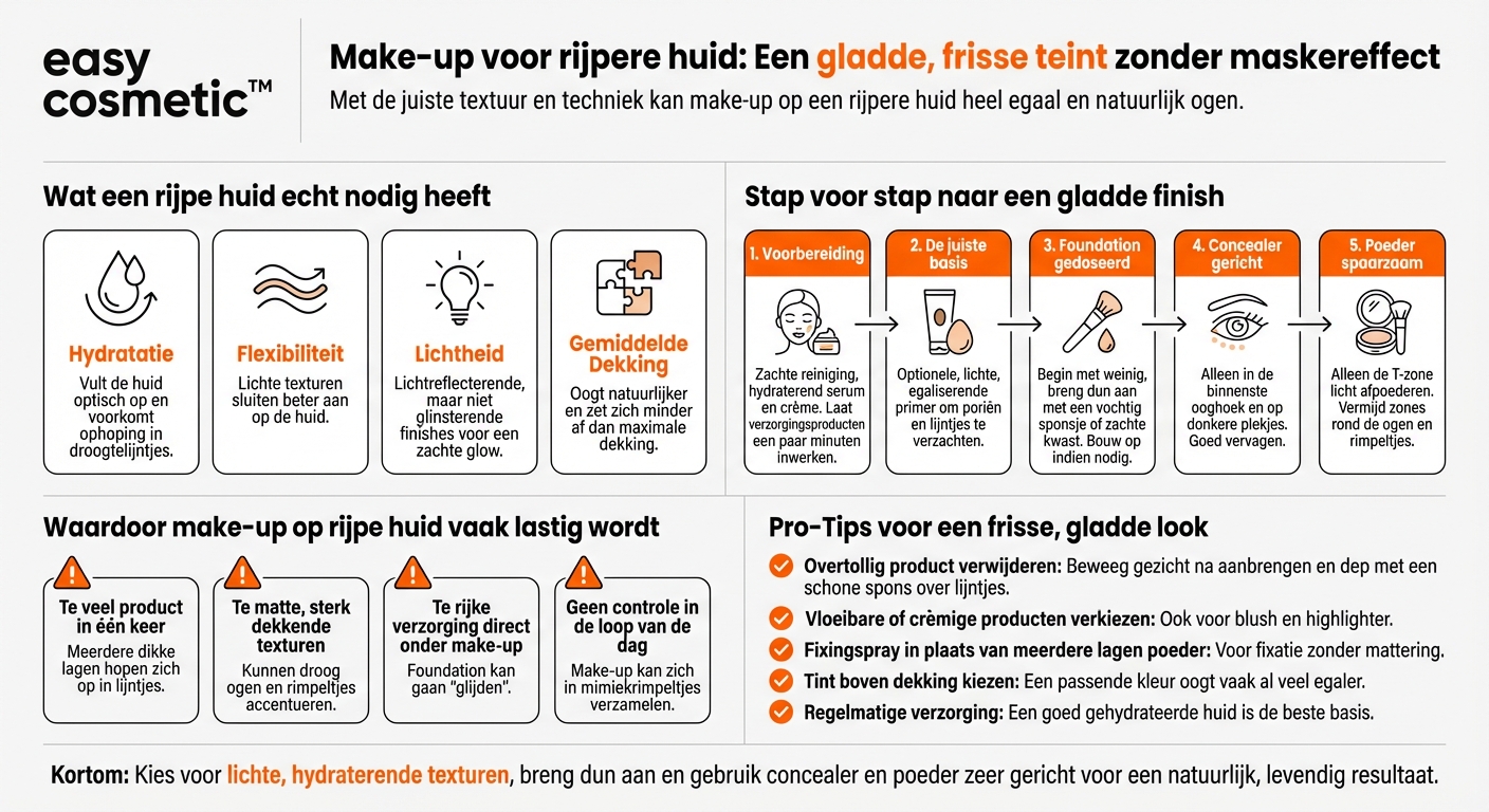 Welke make-up is geschikt voor rijpe huid zonder zich in rimpeltjes te verzamelen?