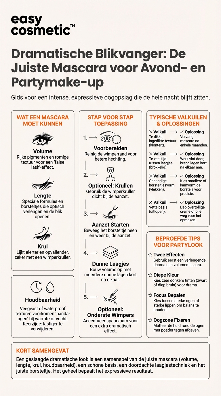 Welke mascara is geschikt voor een dramatische avond- of party-make-uplook?