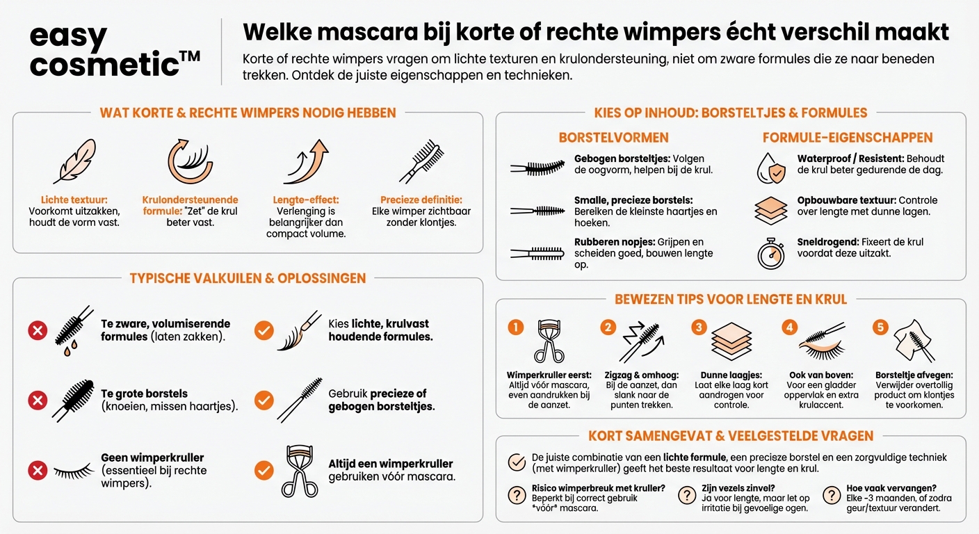 Welke mascara is het meest geschikt voor korte of rechte wimpers?