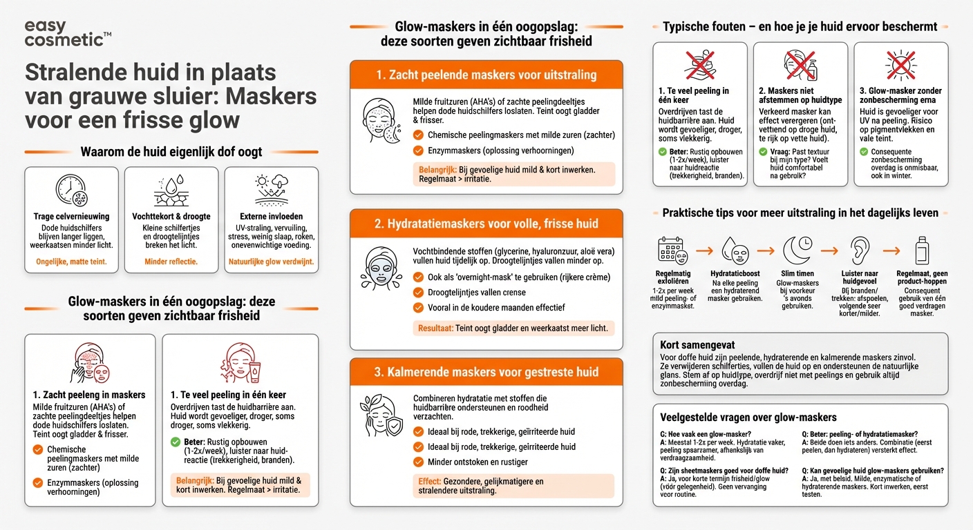 Welke maskers zijn ideaal als mijn huid dof oogt en meer glow nodig heeft?