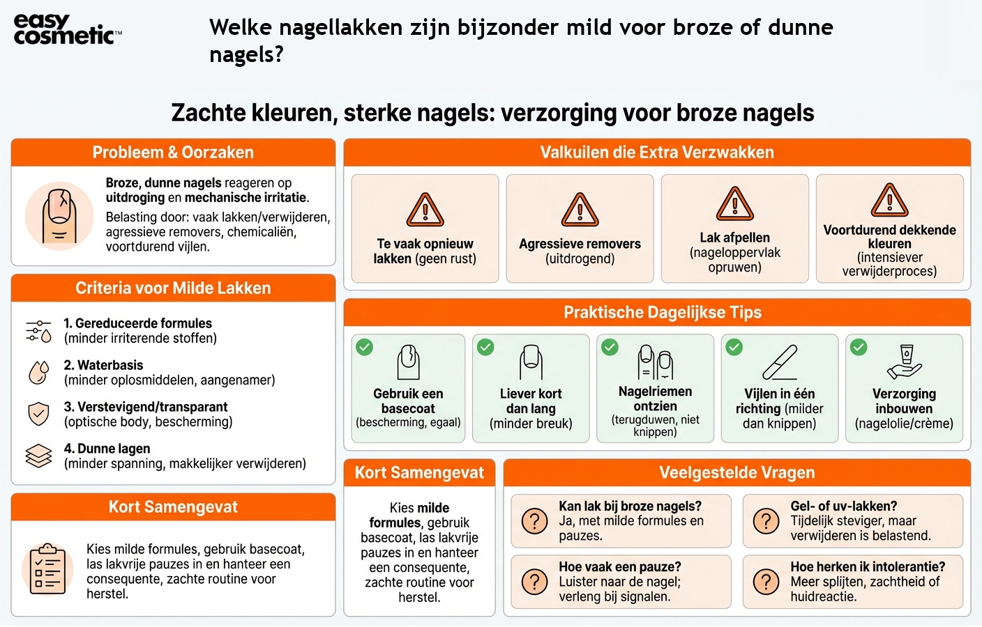 Welke nagellakken zijn bijzonder mild voor broze of dunne nagels?
