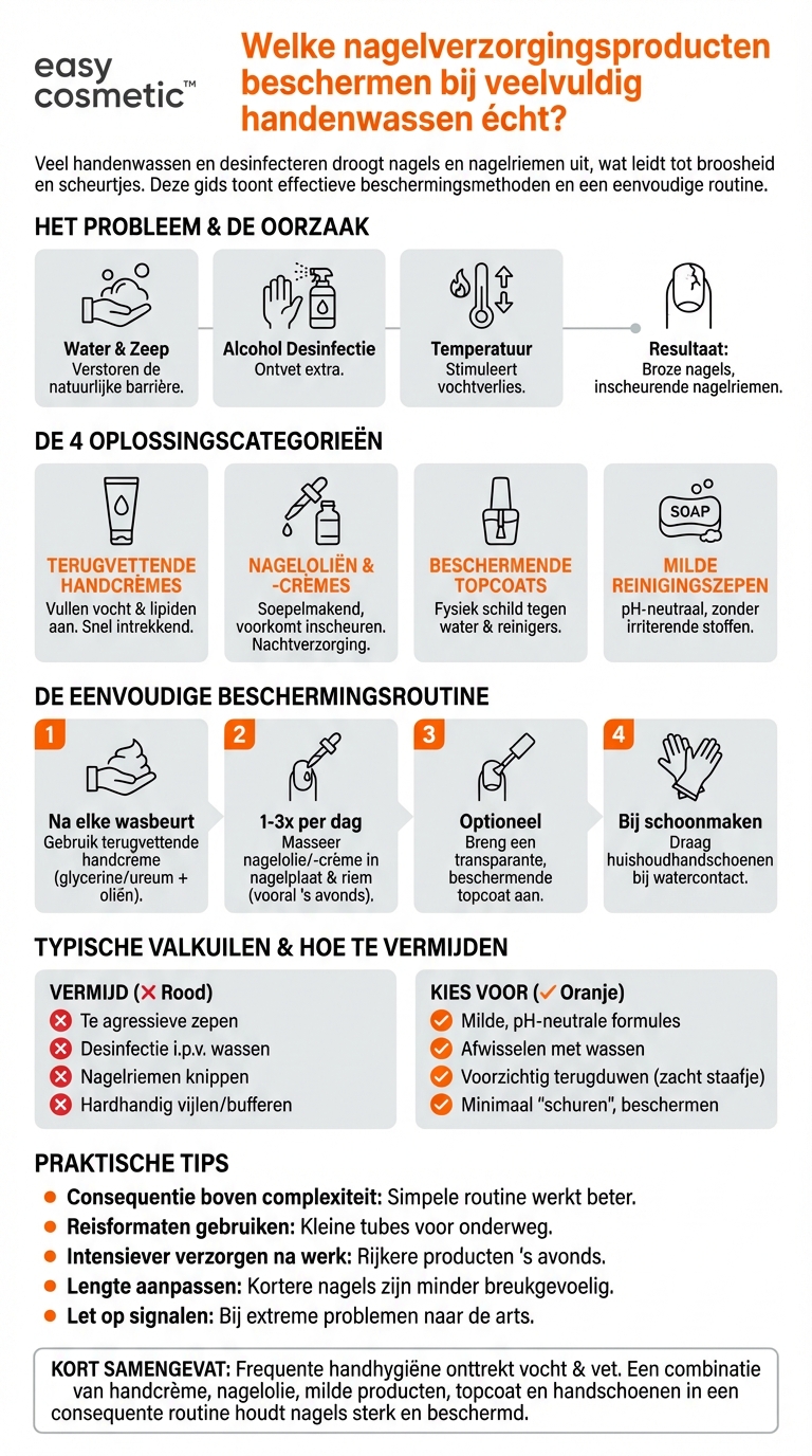 Welke nagelverzorgingsproducten zijn geschikt bij vaak handen wassen of desinfecteren?