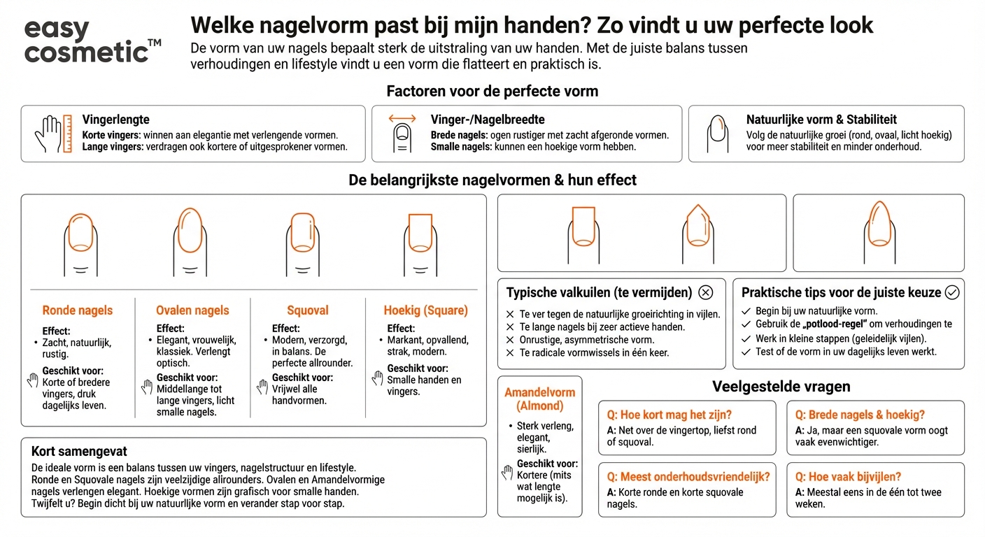 Welke nagelvorm past het beste bij mijn handen en vingers?