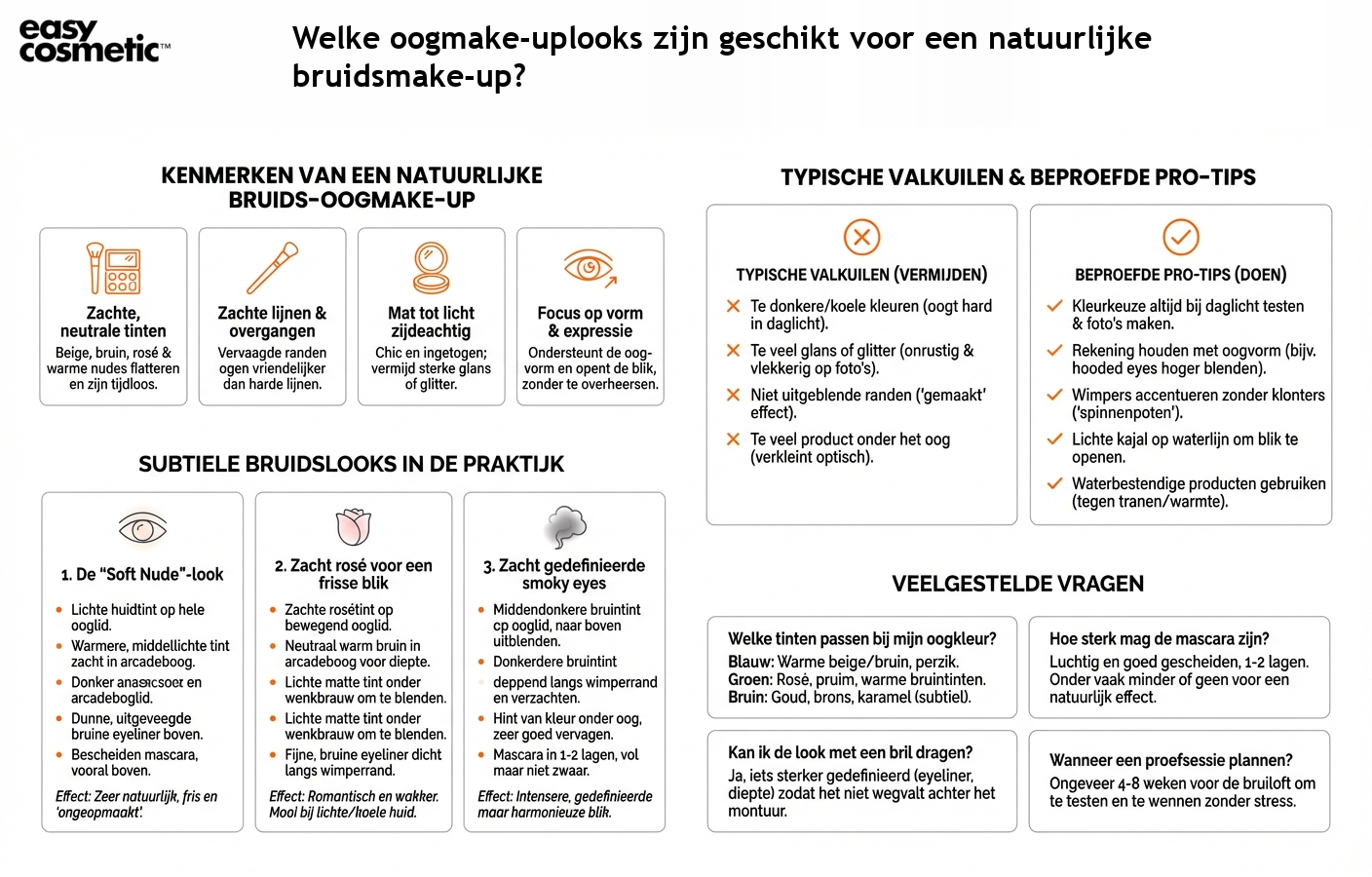 Welke oogmake-uplooks zijn geschikt voor een natuurlijke bruidsmake-up?