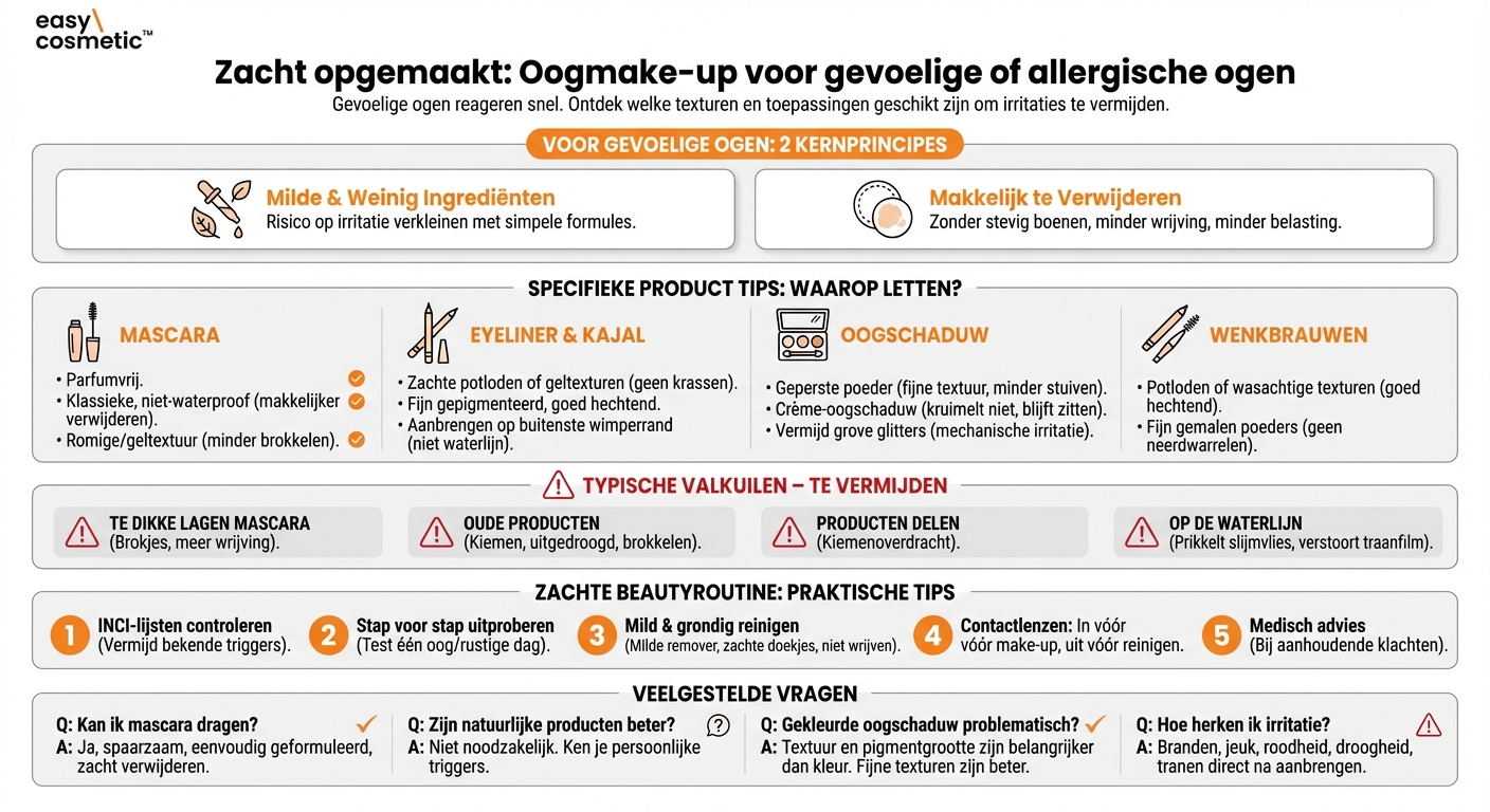Welke oogmake-upproducten zijn bijzonder geschikt voor gevoelige of allergische ogen?