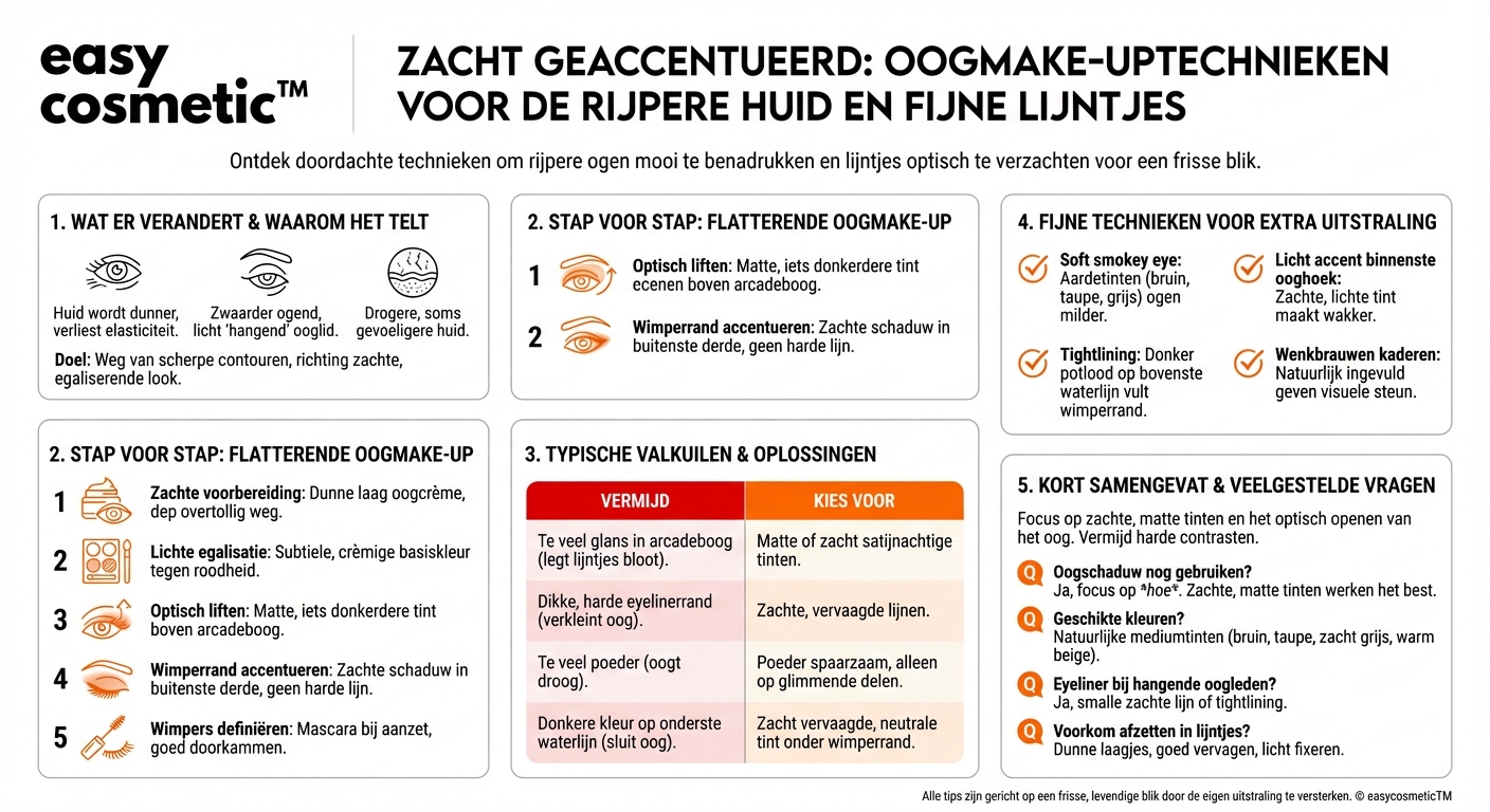 Welke oogmake-uptechnieken zijn geschikt voor rijpe huid en lijntjes op het ooglid?