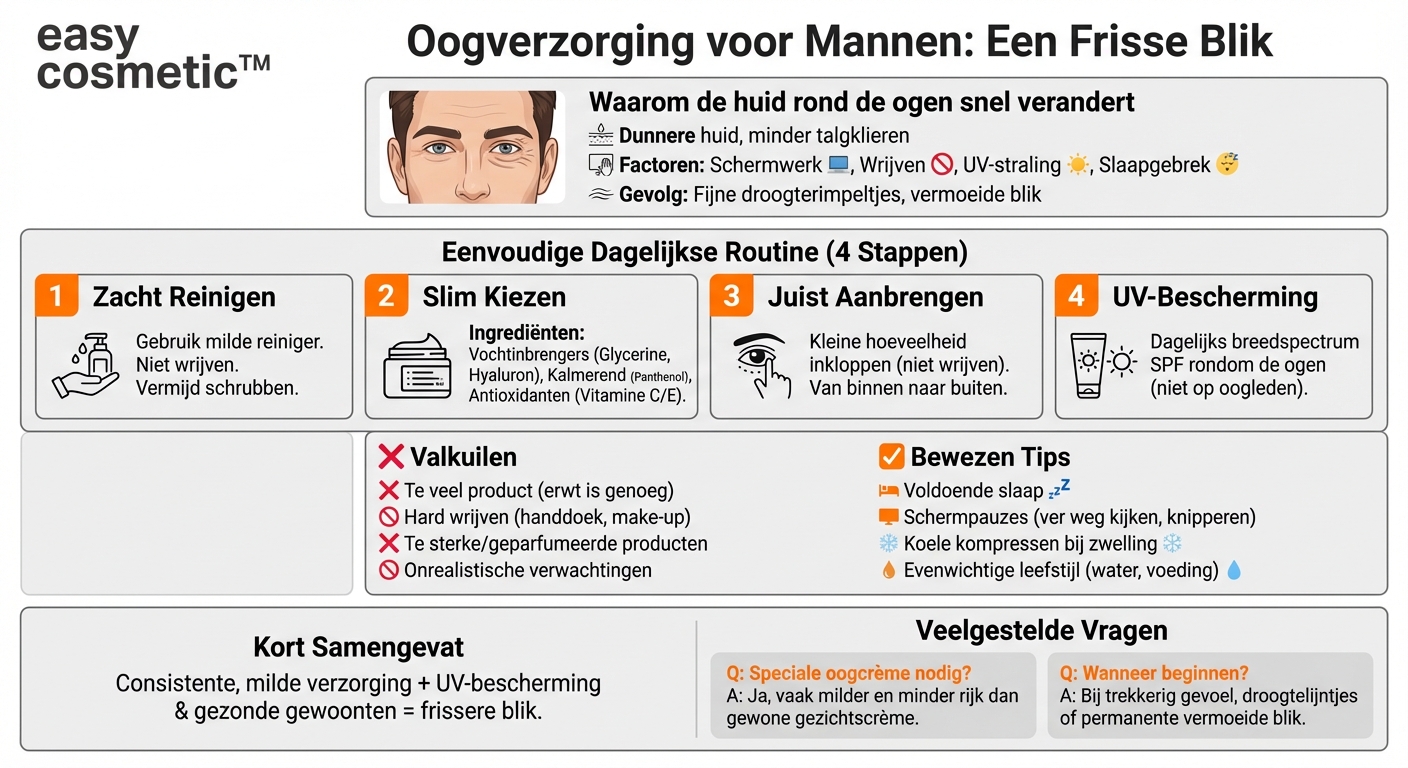Welke oogverzorging is zinvol voor mannen die de eerste tekenen van vermoeidheid en fijne lijntjes opmerken?