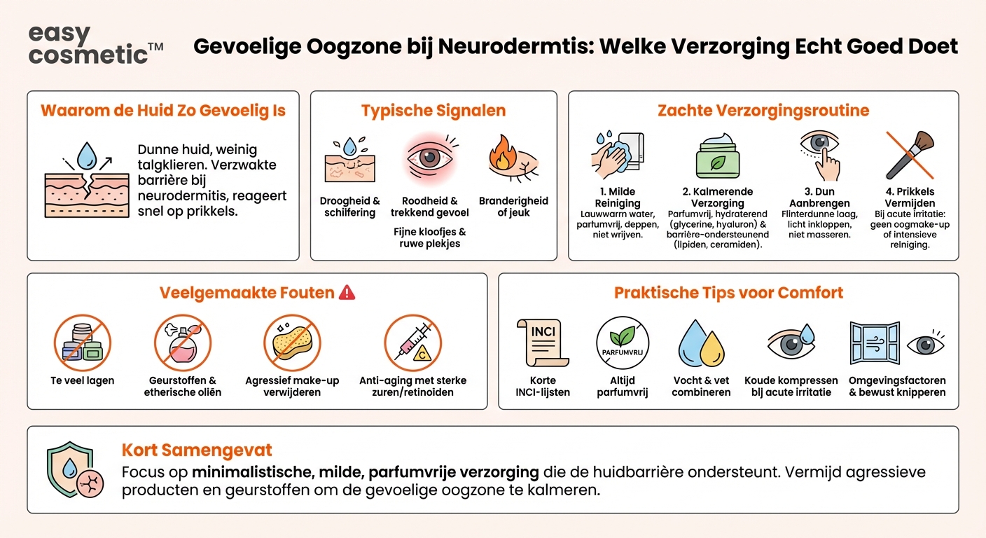 Welke oogverzorging moet je gebruiken bij neurodermitis of een zeer geïrriteerde huid rond de ogen?