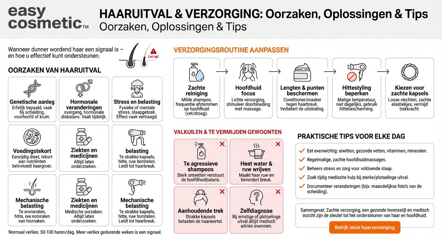 Welke oorzaken kan haaruitval hebben en welke verzorging kan ondersteunen?