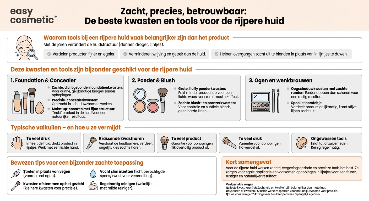 Welke penselen en tools zijn bijzonder geschikt voor rijpe huid?