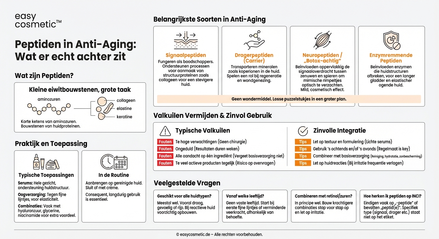 Welke peptide-actieve stoffen worden gebruikt in anti-agingproducten en hoe werken ze?