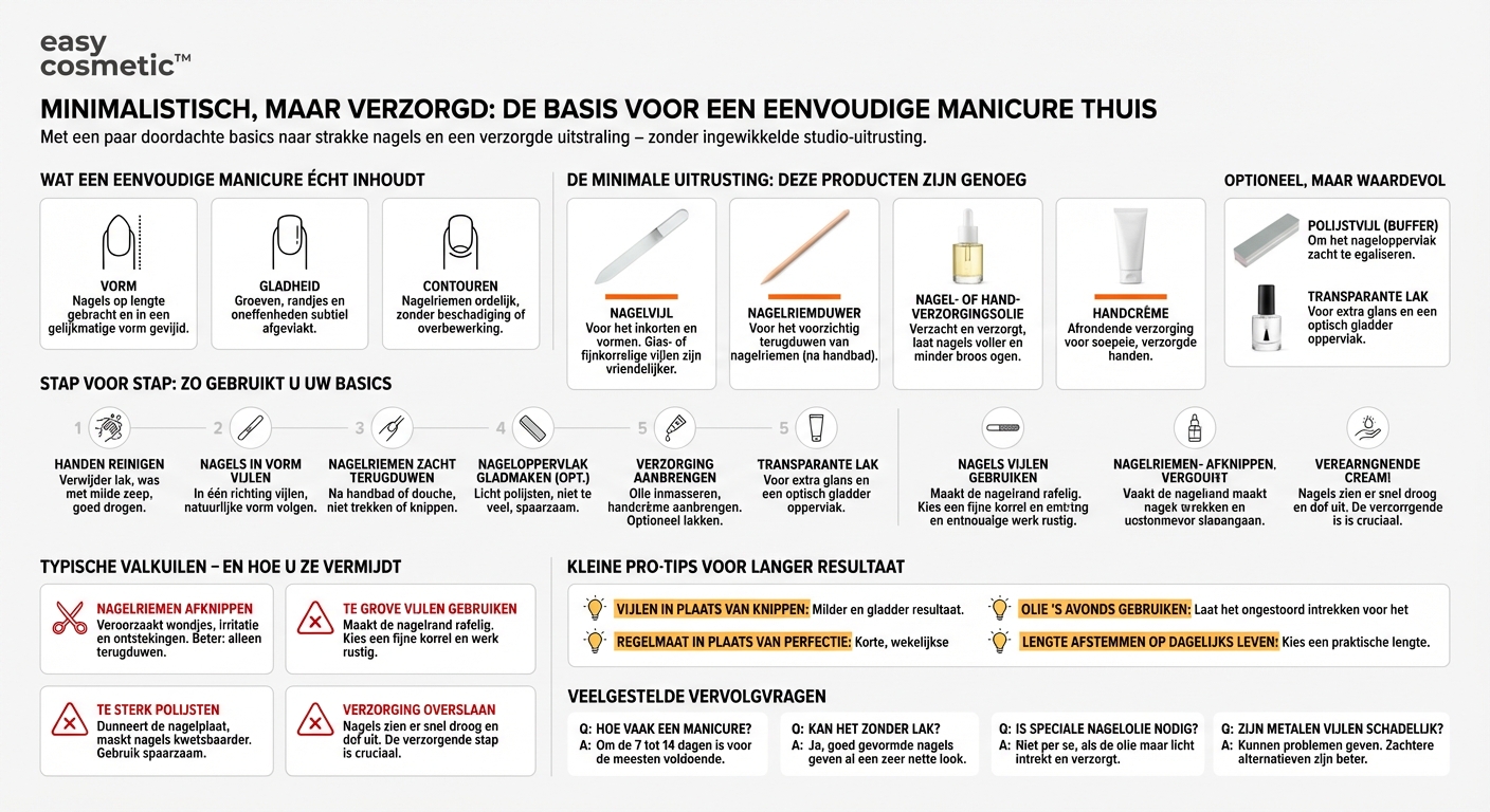 Welke producten heb ik minimaal nodig voor een eenvoudige maar verzorgde manicure?