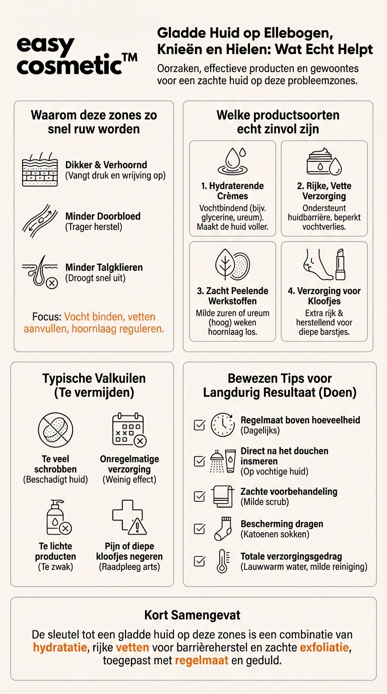 Welke producten helpen bij ruwe plekken op ellebogen, knieën en hielen?