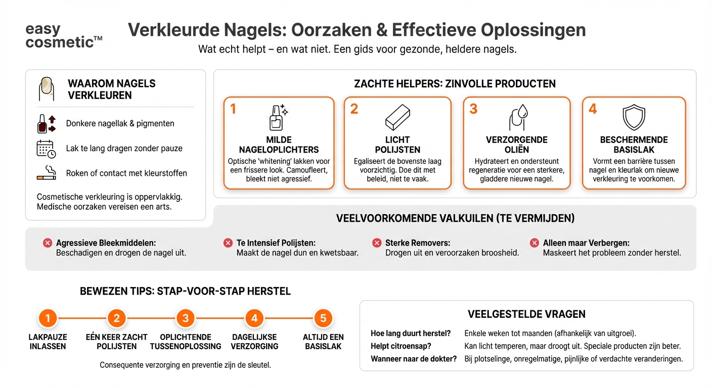 Welke producten helpen tegen verkleurde nagels, bijvoorbeeld na vaak lakken?
