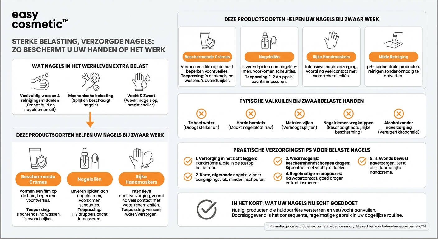Welke producten ondersteunen de nagelverzorging bij handen die door het werk zwaar worden belast, bijvoorbeeld in de bouw of in de horeca?