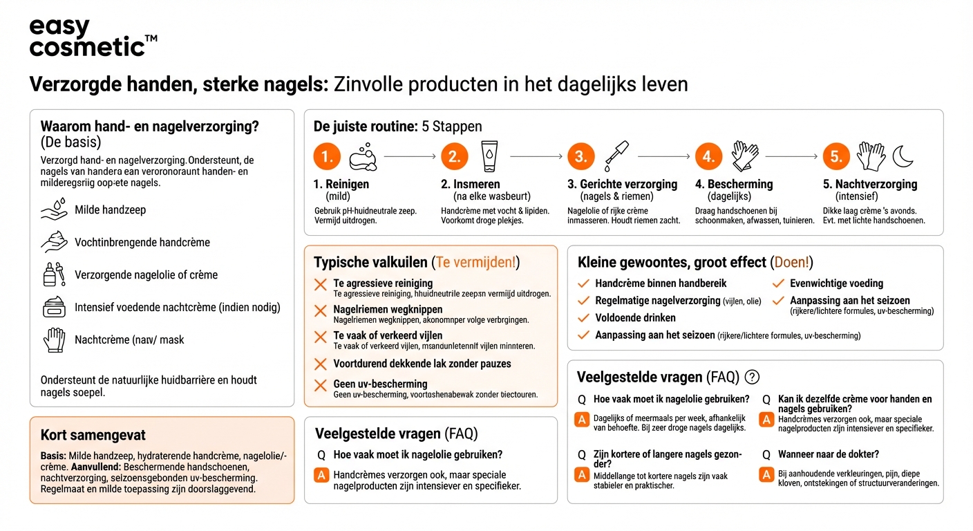 Welke producten zijn geschikt voor de dagelijkse verzorging van nagels en handen?