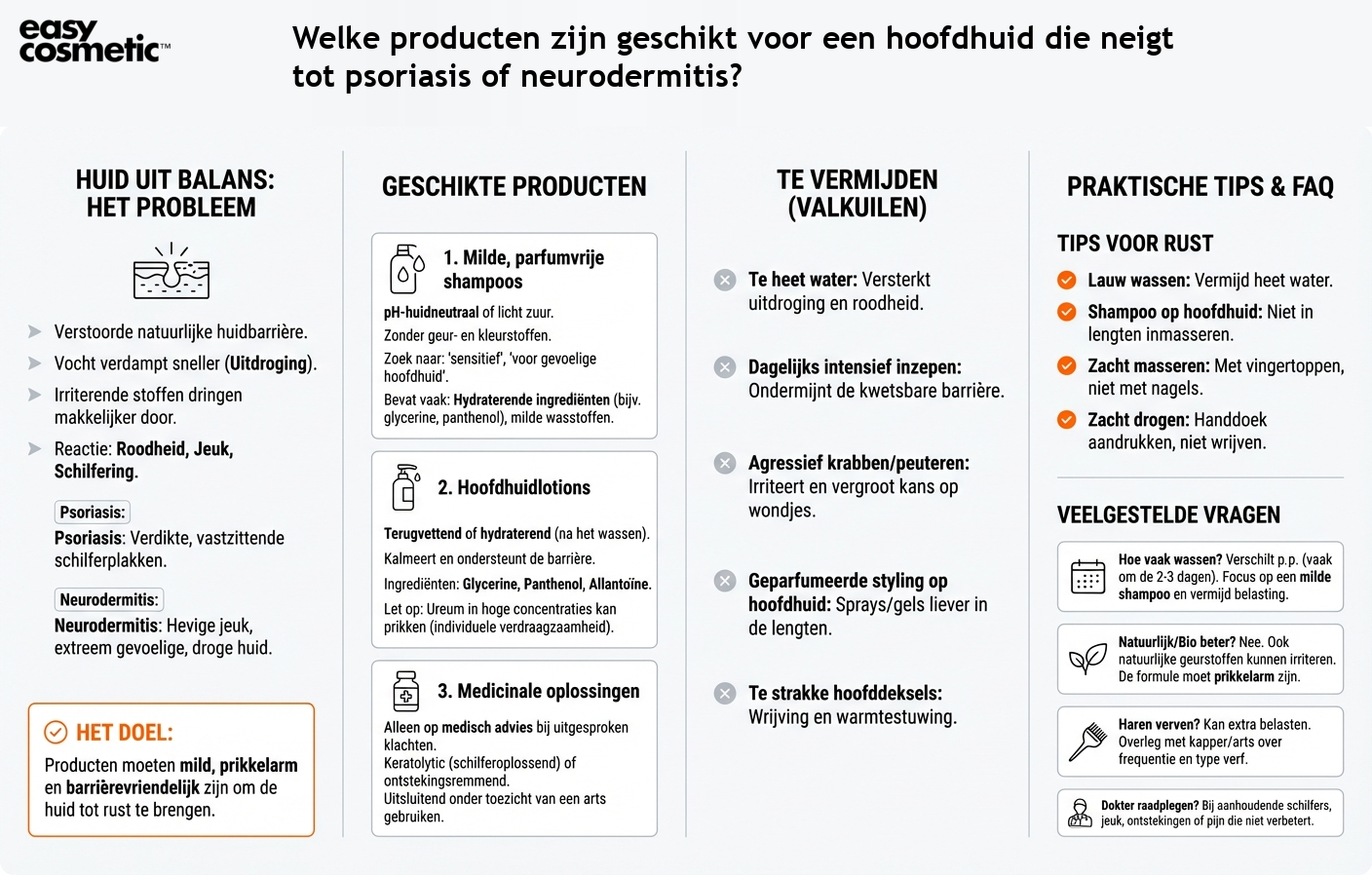 Welke producten zijn geschikt voor een hoofdhuid die neigt tot psoriasis of neurodermitis?