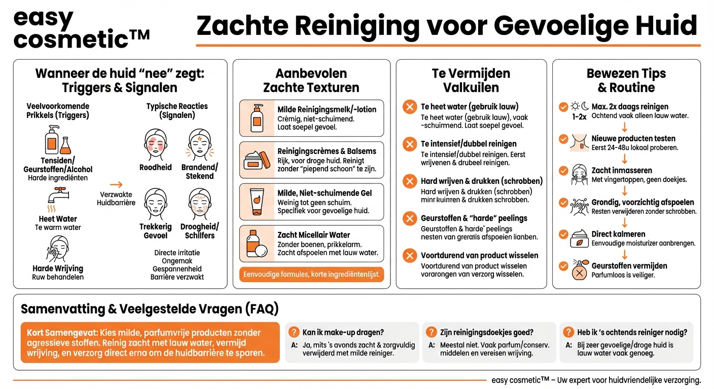 Welke reinigingsproducten zijn aan te raden voor zeer gevoelige, reactieve huid?