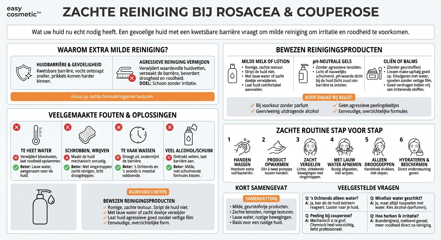 Welke reinigingsproducten zijn geschikt als ik last heb van rosacea of couperose?