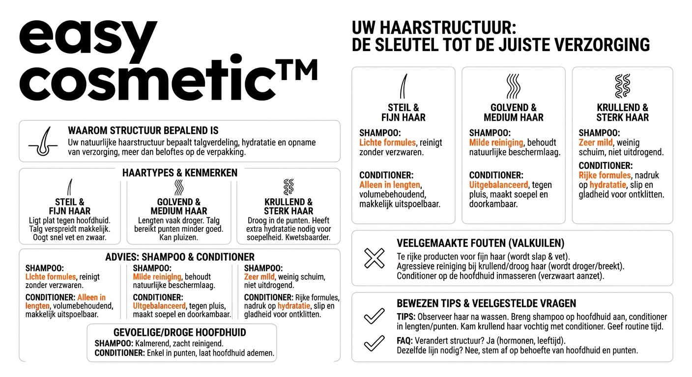 Welke rol speelt mijn natuurlijke haarstructuur bij de keuze van shampoo en conditioner?