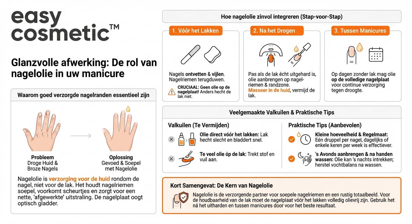 Welke rol speelt nagelolie in combinatie met nagellak en manicure?