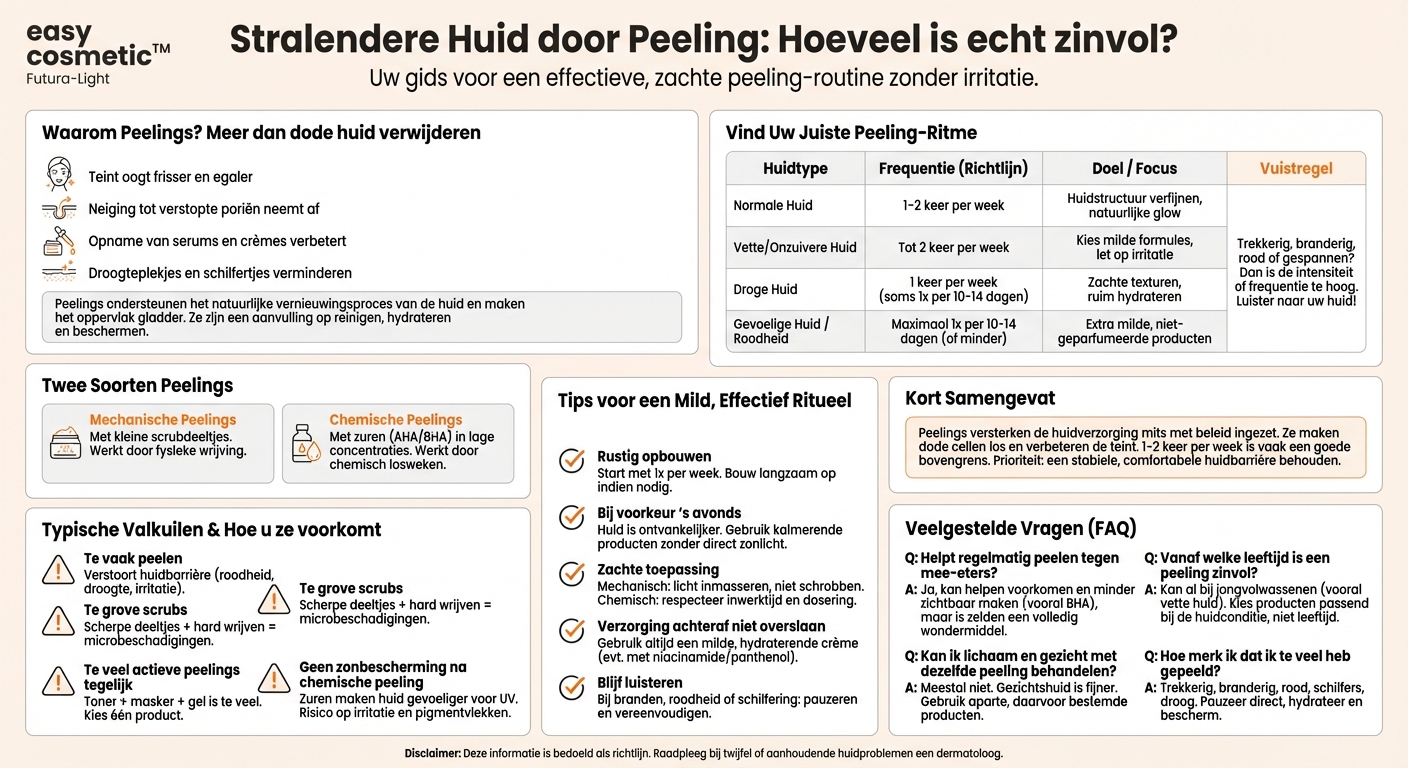 Welke rol speelt regelmatig exfoliëren in de basis-huidverzorging en hoe vaak is dat zinvol per huidtype?