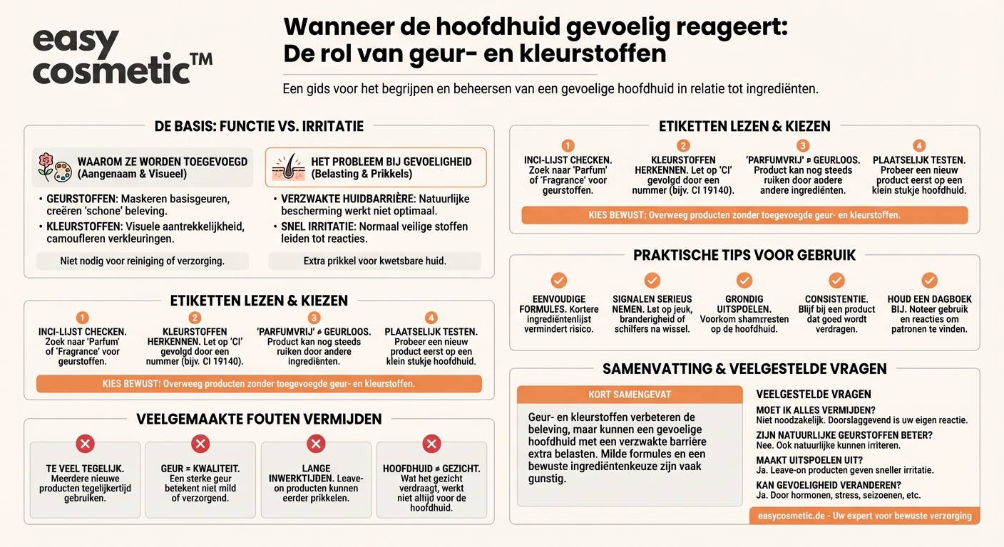 Welke rol spelen geur- en kleurstoffen in producten voor hoofdhuidverzorging bij een gevoelige hoofdhuid?