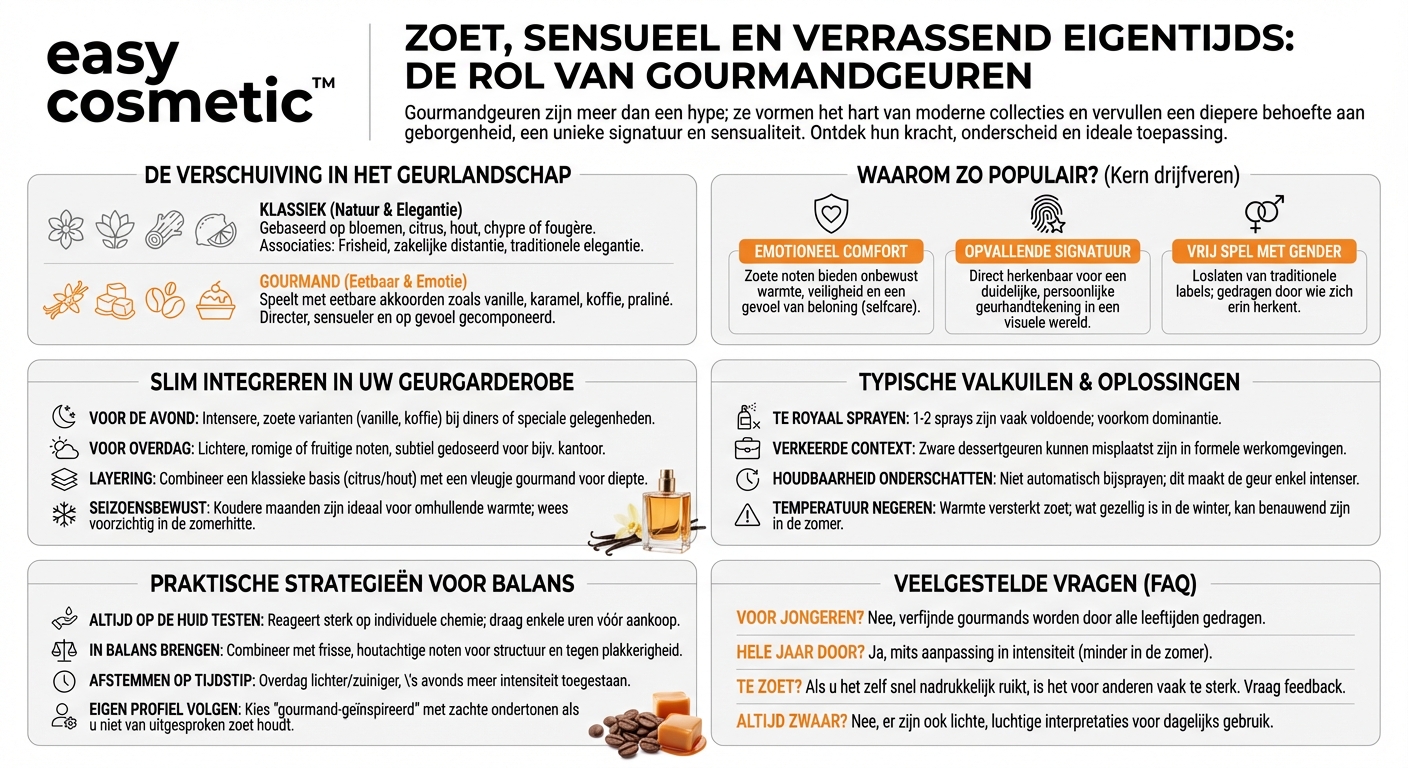 Welke rol spelen gourmandgeuren in actuele trendcollecties in vergelijking met traditionele parfums?